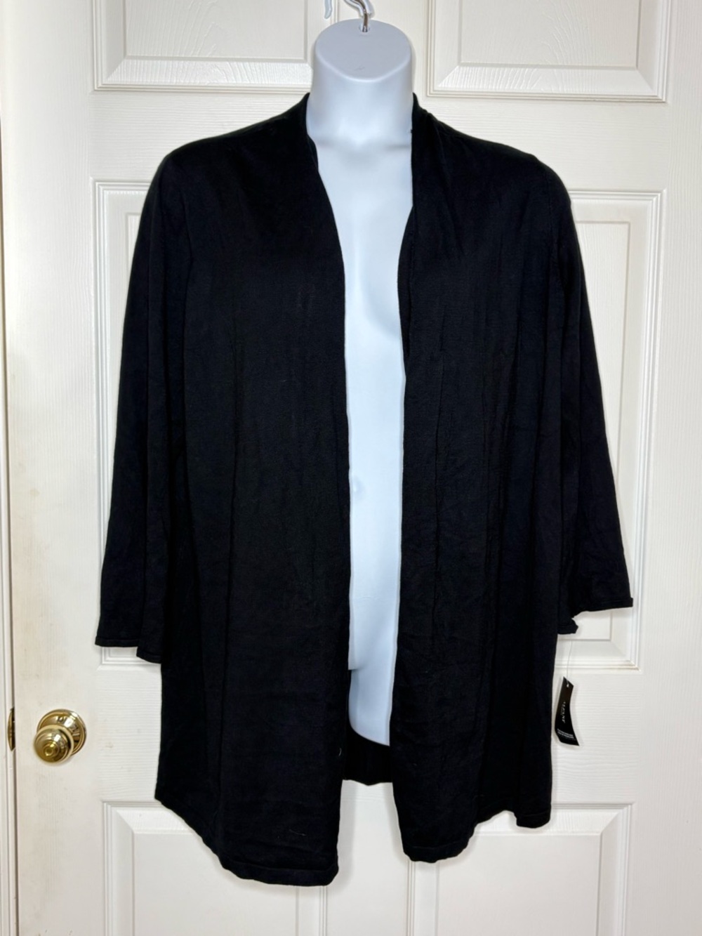 Alfani Black Women's Cardigan - Relaxed Open Front Flare Bell Sleeves